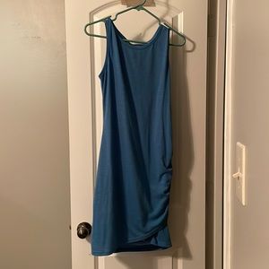 Womens causal dress crew neck ruched sleeveless tank bodycon